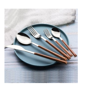 Top vente couverts en acier inoxydable manche en bois couverts en métal argenté pour cuisine vaisselle vaisselle ensemble de couverts - Product Image 1