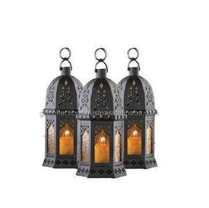 Wooden <b>Candle</b> Lanterns with Black Wash & Steel Polish Finish <b>Square</b> Shape Handle for Home Decoration Includes <b>Candle</b> Holders Jar - Product Image 1