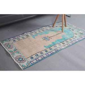 Alfombra de 2.4x4.7 pies, Alfombra Turca Vintage, Alfombra de Lana Azul - Product Image 1