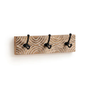 Support en bois à 5 crochets brûlé et porte-clés de table en métal noir Organisateur de bijoux et au meilleur prix - Product Image 2