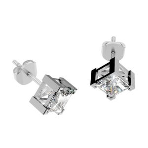 Modernos Pendientes de Oro Sólido de 14k con Moissanita VVS de 8mm, Corte Princesa y Engaste de 4 Puntas, Regalo de Aniversario, Fiesta de Compromiso, Boda - Product Image 4