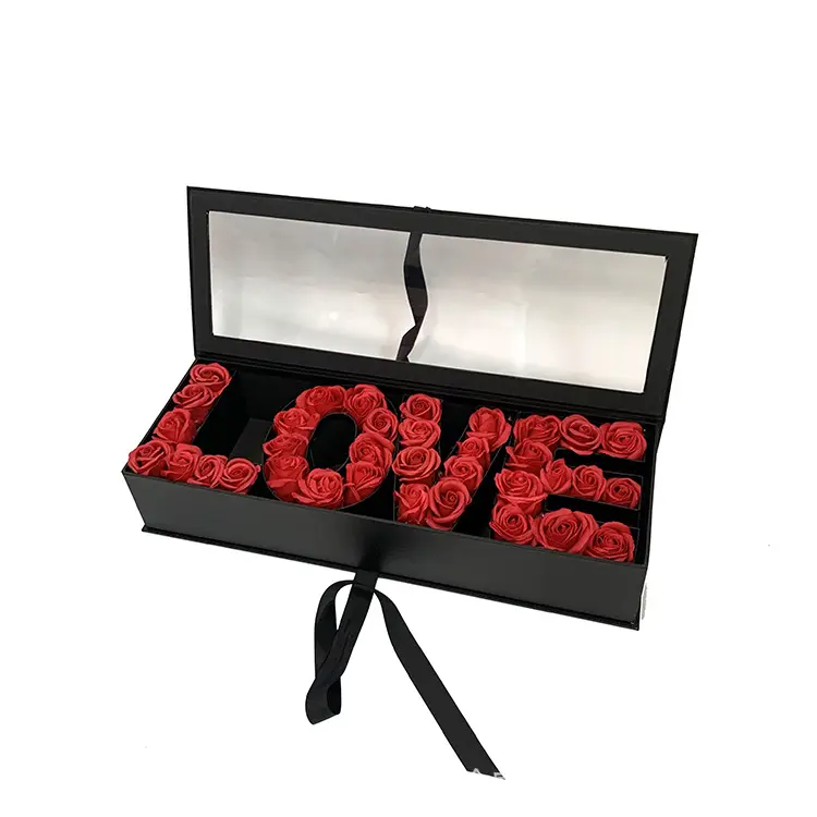 नई पारदर्शी मैं तुमसे प्यार करता हूँ लक्जरी आयताकार गुलाब वेलेंटाइन दिवस उपहार फूल उपहार बॉक्स