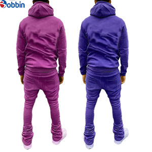 Ensemble de survêtement deux pièces en coton de haute qualité pour homme, tendance, personnalisé, avec pantalon empilé, logo, nouvelle tenue pour le sport - Product Image 5