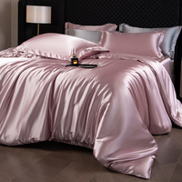 Parure de lit de luxe en fausse soie de mûrier, housse de couette et drap en satin doux et lisse pour la décoration de chambre