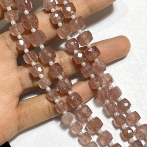 Cuentas de forma de caja facetadas de cuarzo fresa roja natural, piedra preciosa cuadrada calibrada de 7-8MM de buena calidad, suministros de cuentas - Product Image 2