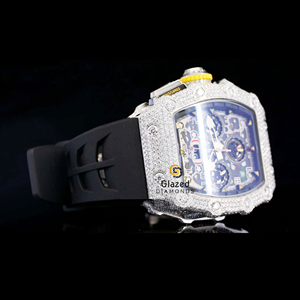 Montre chronographe de créateur la plus unique pour hommes Iced Out Moissanite avec coupe ronde VVS Clarity Diamonds Glass Dial Window - Product Image 2