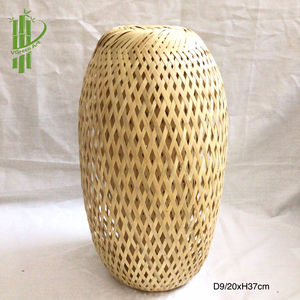 100% abat-jour décoratifs en bambou modernes faits à la main PVC rotin verre et tissu lanternes éclairage à motif rond naturel - Product Image 4