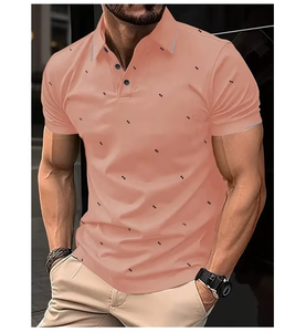 <b>Men's</b> Light <b>Green</b> Short Sleeve <b>Polo</b> <b>Shirt</b> Solid Color Knitted Breathable Casual Fit Regular Length With Contrast Trim - Product Image 5