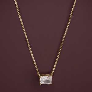 Emerald Cut Diamond Geometric Pendant Necklace in 14k/18k Gold (<b>Rope</b> Figaro Snake <b>Chains</b>) - Product Image 1
