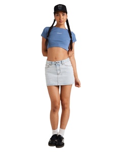 Falda vaquera cargo vintage personalizada con múltiples bolsillos, falda vaquera informal para mujer con lavado ácido. - Product Image 1