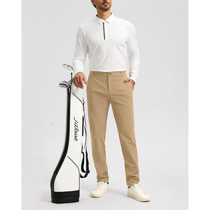 Pantalones de golf informales para hombre, ligeros, de lona de algodón 100%, transpirables, con cordón de cintura media, pantalones holgados, método de tejido no tejido - Product Image 6