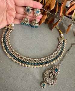 Diseñador de alta chapado en oro hermoso Kundan joyería gargantilla collar conjunto estilo de lujo fiesta bodas compromisos Aleación de circón - Product Image 5