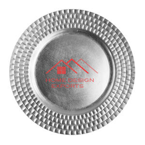 Vente chaude Argent Fini Plateau De Service Alimentaire Conception Martelée Forme Ronde En Aluminium Métal Chargeur Fini - Product Image 5