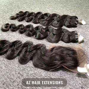 100% Raw Unprocessed Body Wavy Weft Hair Bundles Human Hair Extensions Luxury Quality No Shedding No <b>Tangle</b> From Trustful Vendor - Product Image 4