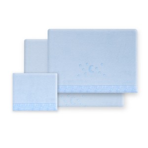 Juego de 3 Piezas de Ropa de Cama para Cuna, Tela de Forro Polar Coral, Modelo Luna Estrellas, Técnicas de Tejido - Product Image 1