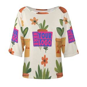 Camiseta Holgada Personalizada con Hombros Descubiertos y Manga Media para <span class=keywords><strong>Mujer</strong></span> - Product Image 3