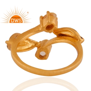 Último diseño hecho a mano 18K chapado en oro Natural citrino piedra preciosa apilable anillo Demi joyería fina para mujer regalo para ella - Product Image 3