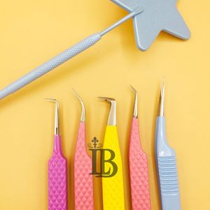 <b>Eyelash</b> <b>Extension</b> Tweezers Star Mirror <b>mink</b> Custom Color Tweezers High Quality Tweezers Logo Packing Free Fiber Tip - Product Image 3