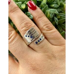 Raymond Begay Oval Cut <b>Opal</b> Rhodium Plated Sterling Silver Adjustable <b>Ring</b> Size 10 - Product Image 2