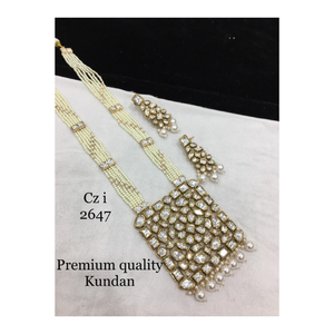 Elegant Kundan Mosenite <b>Bridal</b> Jewelry <b>Set</b> <b>Necklace</b> with Matching Earrings Ideal for Weddings and Festive Special Occasions - Product Image 1