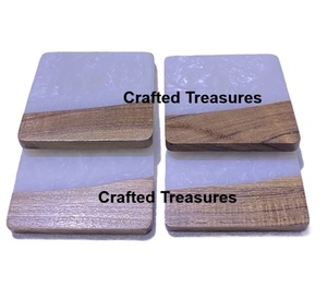 Ensemble de dessous-de-verre en résine époxy et bois de qualité supérieure, personnalisé pour le petit-déjeuner, la vaisselle, la table, le café et le vin, tapis et coussinets - Product Image 3