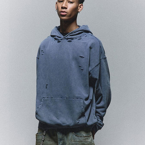 Men's Stylish Comfort Custom Pullover Hoodies 100% Cotton Fleece Waterproof Breathable Acid <b>Washed</b> for Winter - Product Image 4