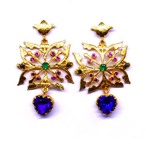 Boucles d'oreilles classiques en argent sterling 925 avec boucles d'oreilles en forme de cœur avec pierres précieuses en améthyste à la mode pour les femmes - Product Image 2