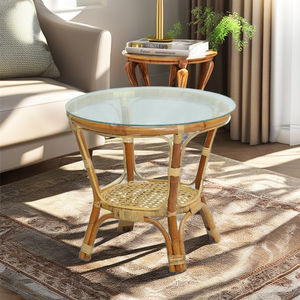 Table basse en rotin minimaliste faite à la main SIENTA, confortable pour la maison, le bureau ou l'entrée - Product Image 5