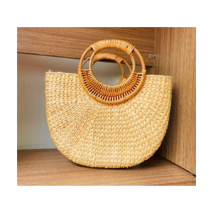 กระเป๋าชายหาดสไตล์แฟชั่นจาก100% น้ำผักตบชวา/กระเป๋าถือสตรีกระเป๋าโท้ทกระเป๋าถือหวายผสมกับ2024คุณภาพสูง - Product Image 1