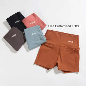 Shorts Deportivos de Cintura Alta para Mujer, Color Sólido, Tejido Elástico con Bolsillos, Secado Rápido, Ropa Deportiva, Logotipo Personalizado - Product Image 1