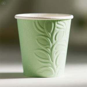 Taza de papel verde ecológica con diseño en relieve blanco 12 oz 50 paquetes desechables y elegantes - Product Image 3