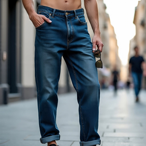 กางเกงยีนส์ผู้ชายย้อนยุคซักกรดกางเกงผ้ายีนส์ใส่สบาย - Product Image 1