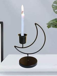 Candelabro de Metal Negro con Doble Cabeza en Forma de Luna Creciente, Centro de Mesa Islámico para Bodas de Ramadán, Artículos de Decoración de Lujo para el Hogar - Product Image 3