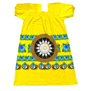Vestido Mumu altamente recomendado, vestidos Midi hinchados de Micronesia con cuello cuadrado y diseño polinesio de manga de burbuja - Product Image 2