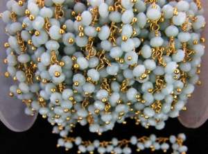 Cadena de cuentas de cuarzo hidro amazonita, racimo facetado Rondelle colgante con tamaño de 2,5-3mm para la fabricación de joyas - Product Image 5