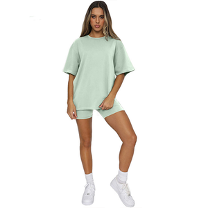 Tenues d'été personnalisées T-shirt et short pour femmes 100% coton du Pakistan Ensemble d'été 2 pièces pour femmes - Product Image 2