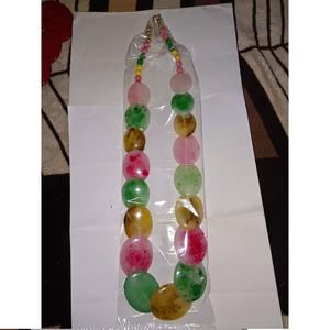 สร้อยคอลูกปัดเรซินหลากสีปรับแต่งได้สไตล์คลาสสิกโซ่ทองแดงชุบทองมุกหินหลักทำเองได้หลายขนาด - Product Image 3