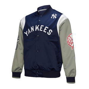 Chaqueta Bomber de Béisbol Vintage Letterman American State Full-Snap College para Hombre New York Navy/Grey Team Origins Material Satinado - Product Image 2