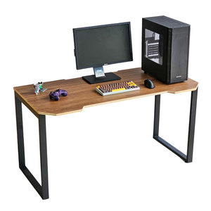 GD68082 Adjustable Height Gaming Desk 140x70cm Carbon Surface with LED Plywood Wood <b>Iron</b> Legs Easy Assembly for Bedroom Use - Product Image 1