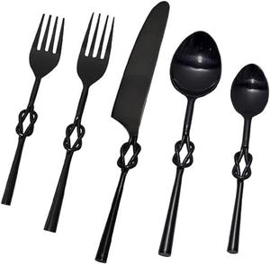Handmade Customized Wholesale Price Classic Design Metal Stainless Steel Gold Plated <b>Cutlery</b> <b>Set</b> With <b>Black</b> Matte Handle - Product Image 5