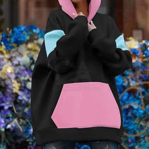 เสื้อฮู้ดลายบล็อกสีสำหรับผู้ชายผ้าฟลีซหลากสีกำหนดขนาดเองได้ - Product Image 4