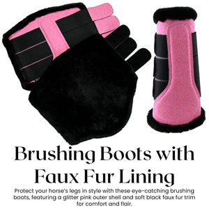 Botas de cepillado para montar a caballo con forro polar de alta calidad, botas resistentes al agua para montar en senderos, botas de cepillado de satén y espuma brillantes - Product Image 2