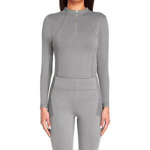 Chemises de base équestres à manches longues pour femmes, en spandex/polyester, légères, à séchage rapide, respirantes, couleurs et tailles personnalisées - Product Image 1