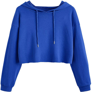 Color sólido teñido B2B Fabricante Mujeres Crop Top Sudaderas con capucha Mezcla de algodón Mujeres recortadas Sudaderas con capucha - Product Image 5