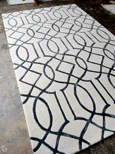 Grand tapis Oushak surdimensionné 9x12 bleu marine tapis turc avec motif abstrait tapis turc ottoman à motifs beiges - Product Image 2