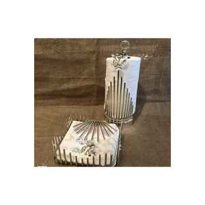 Juego de 2 servilleteros grises cuadrados de palo y rollo turco Material de arroz - Product Image 3