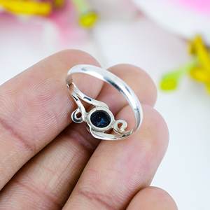 Anillo de boda de Plata de Ley 925 para mujer, moda Vintage, lapislázuli Natural, piedra preciosa, diseñador, cabujón, bisel, ajuste, fiestas - Product Image 3