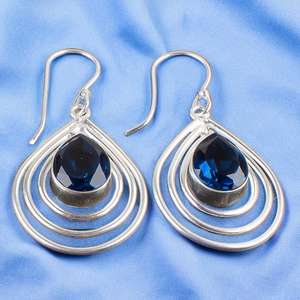 Boucles d'oreilles en argent sterling avec topaze bleue de Londres, fabrication artisanale, forme de poire, bijoux élégants, cadeau pour femmes, design bohème - Product Image 6