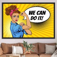 Tableau sur toile Art Déco Empowerment, motif Femme Puissance imprimé, décoration murale à suspendre, encadré transparent
