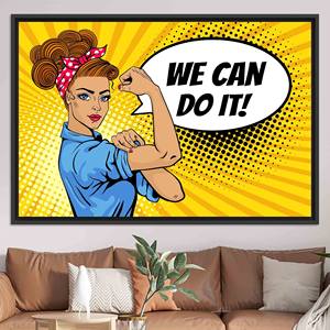 Tableau sur toile « Empowerment » : Décoration murale imprimée « Force de la Femme », TOILE ENCARTÉCHÉE NOIRE - Product Image 1